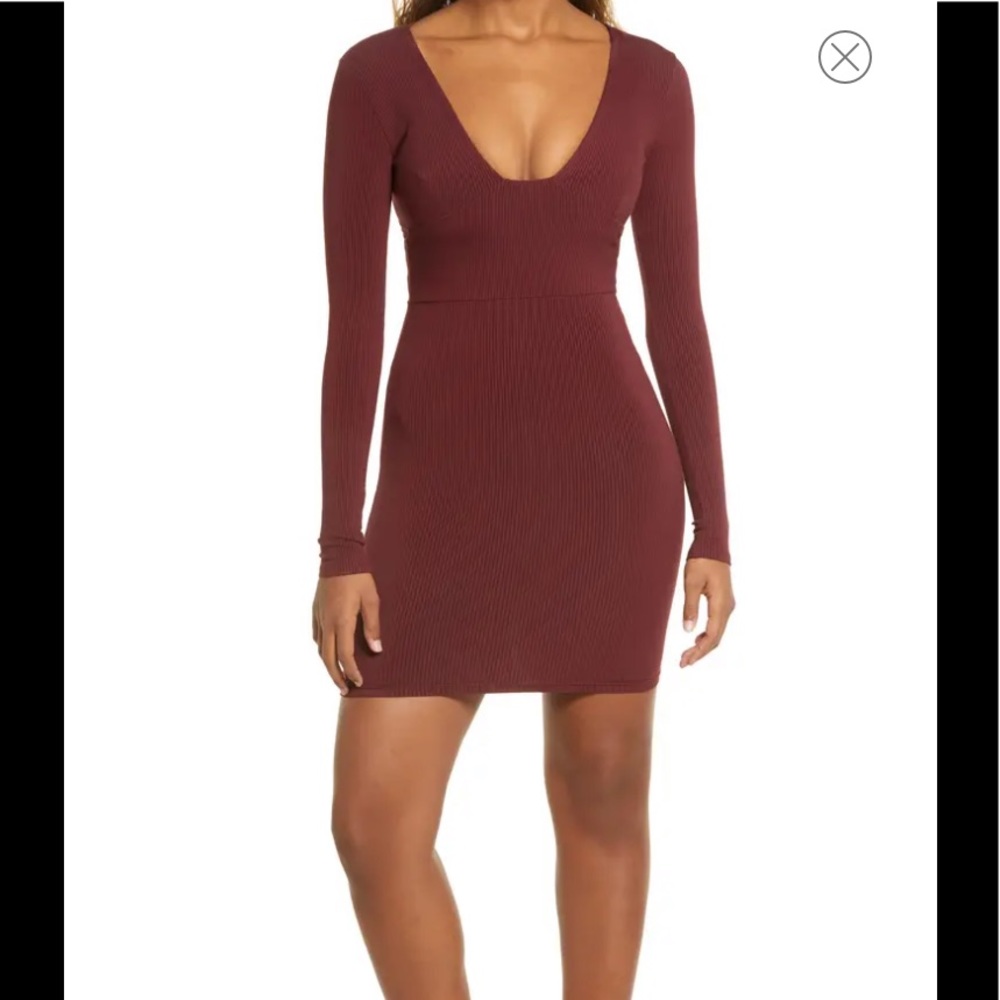 Snatched Bustier Long Sleeve Rib Body-Con Dress View 4